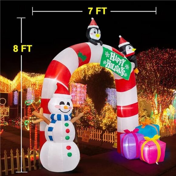 8 FT Inflatable Fun Snowman Penguin Gift Box Christmas Decorations - Picture 4 of 6